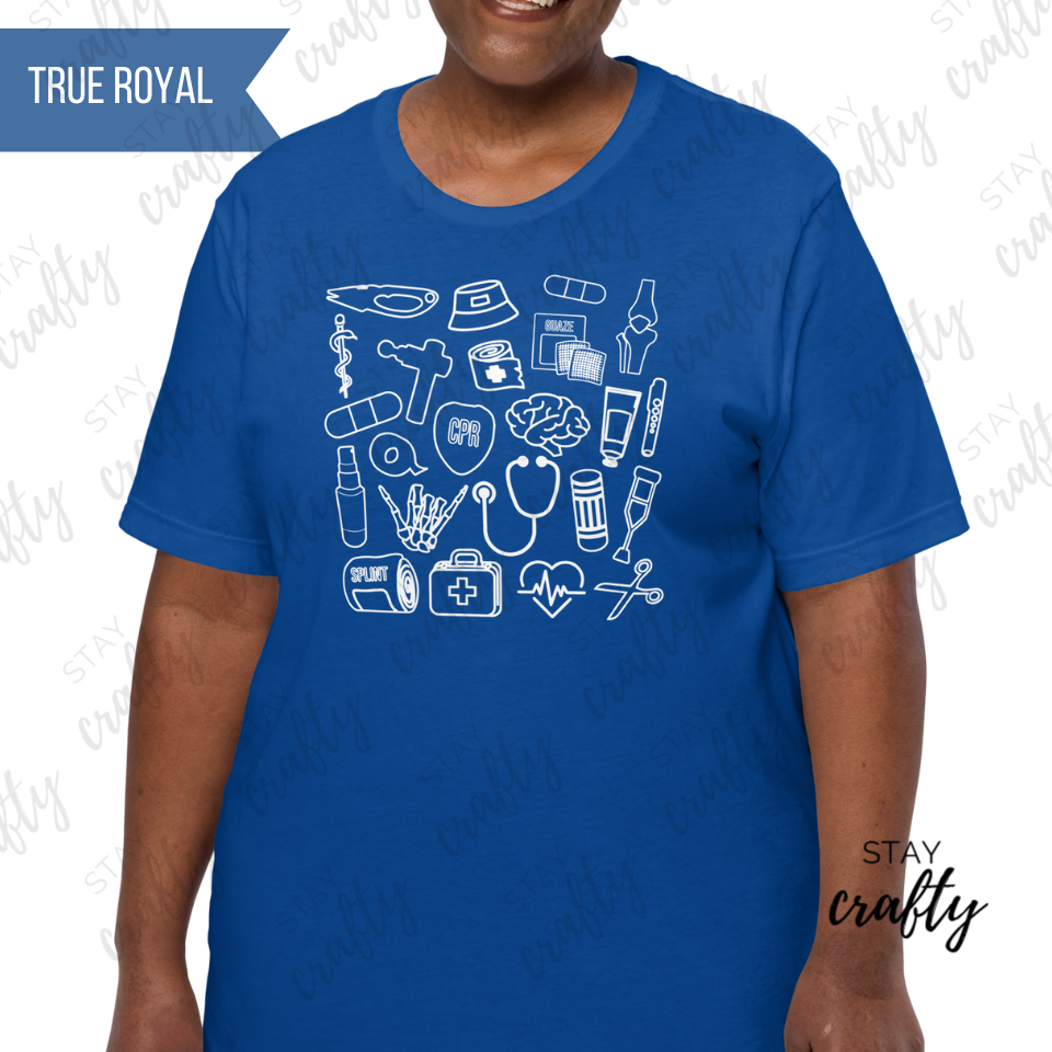 New! Unisex Fit Athletic Trainer Supplies Collage Shirt