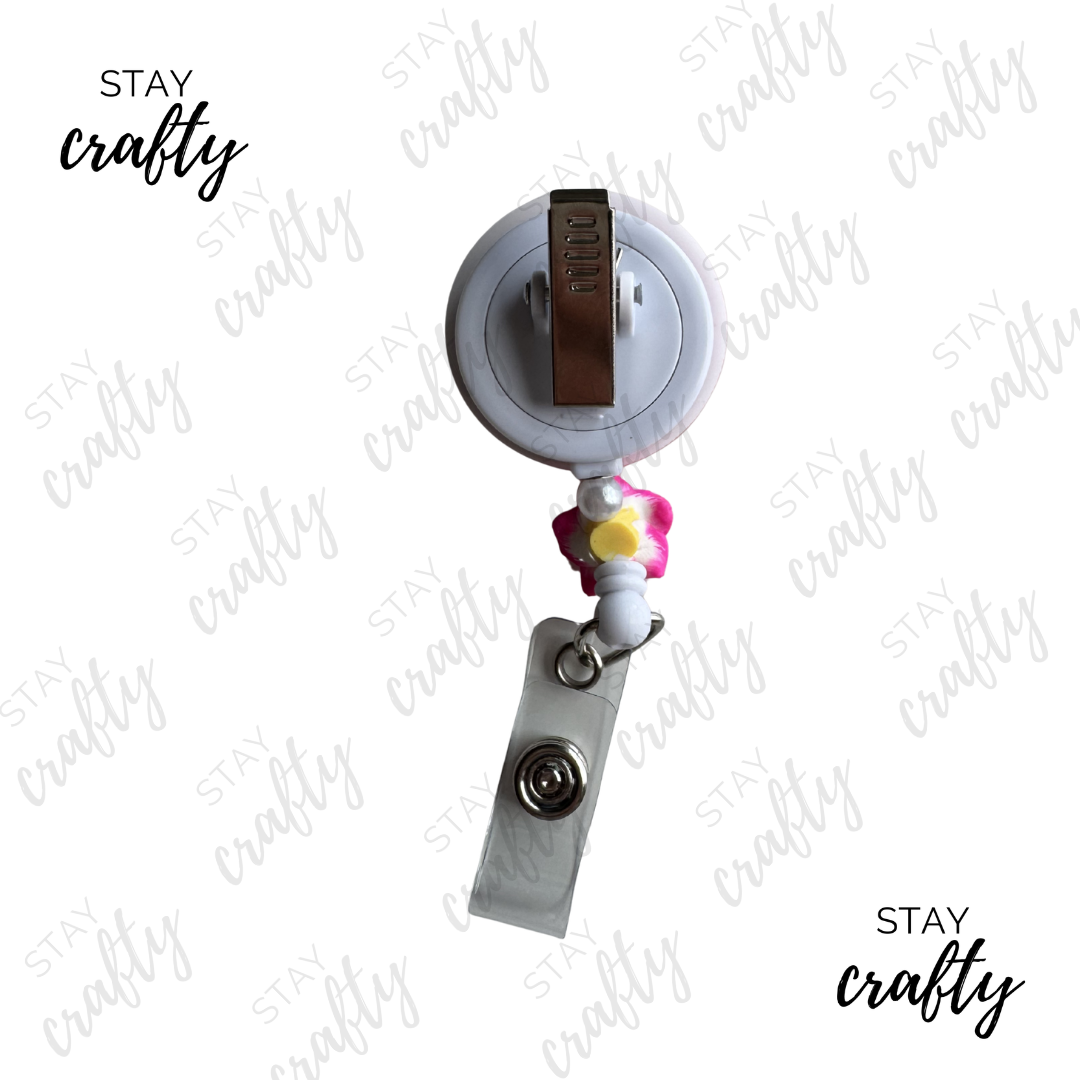 Pink Summer AT- Alligator Clip Badge Reel