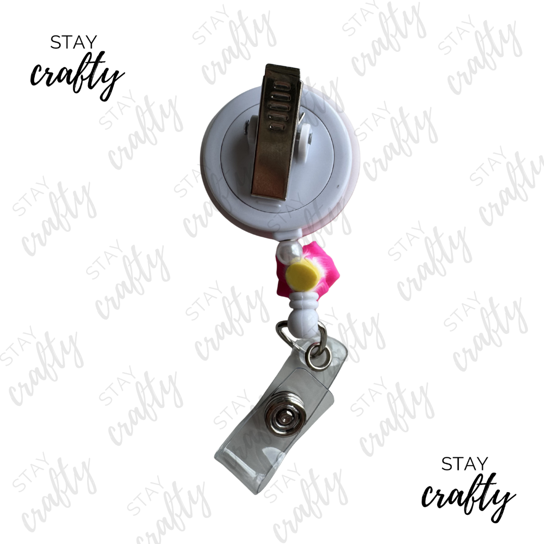 Pink_Summer AT- Alligator Clip Badge Reel