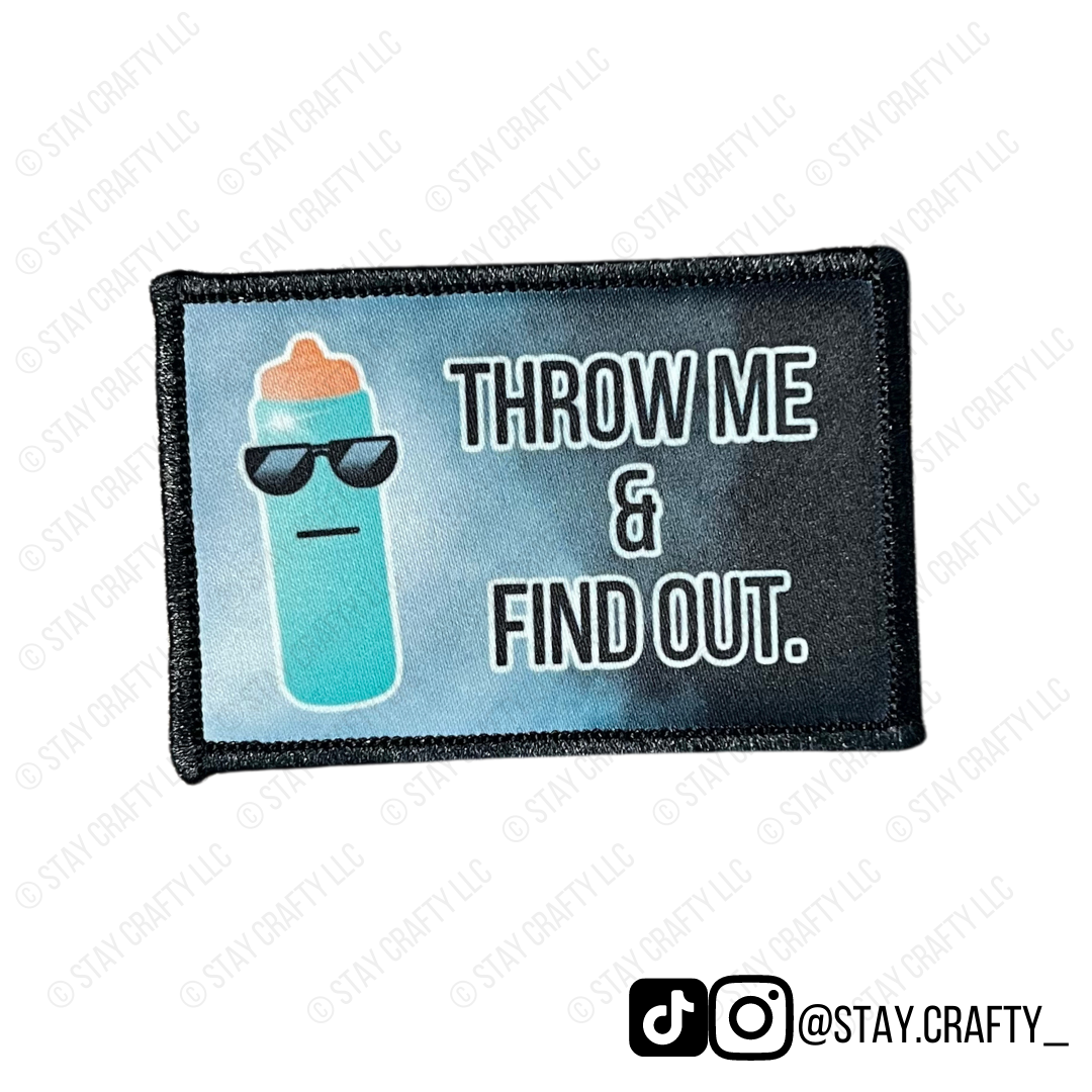Green Throw me & find out bottle- Patch