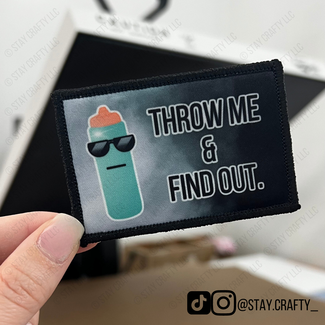 Green Throw me & find out bottle- Patch