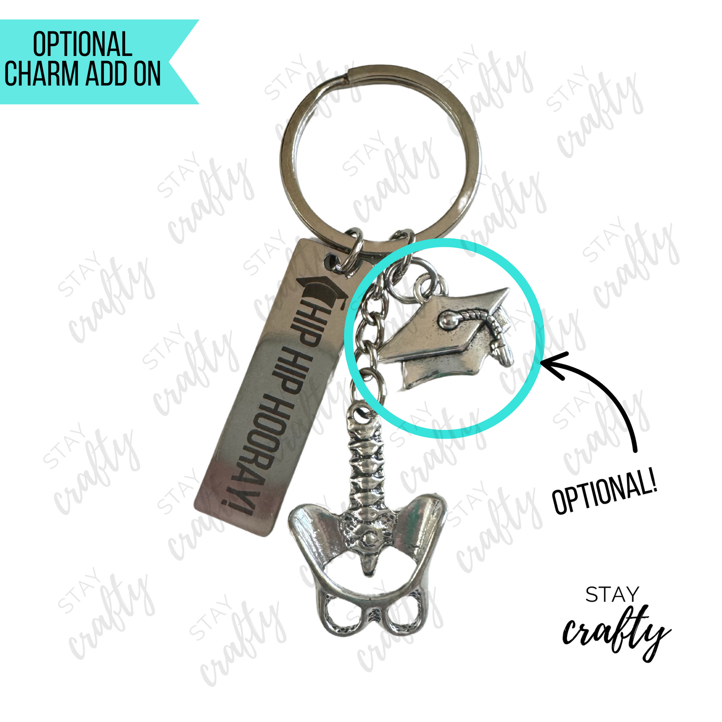 Grad Cap Hip Hip Hooray - Keychain