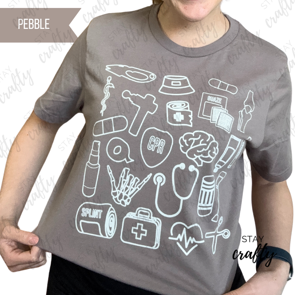 New! Unisex Fit Athletic Trainer Supplies Collage Shirt