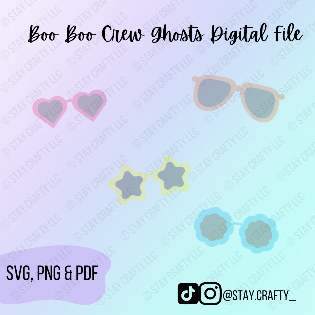 Boo Boo Crew Ghosts w/ Shades SVG/PNG/PDF- Digital Download