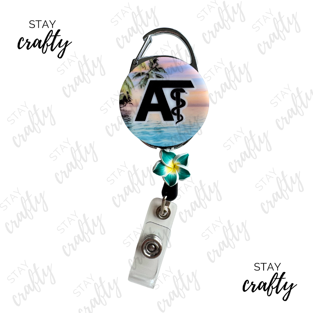 Blue/Green Summer AT- Carabiner Badge Reel