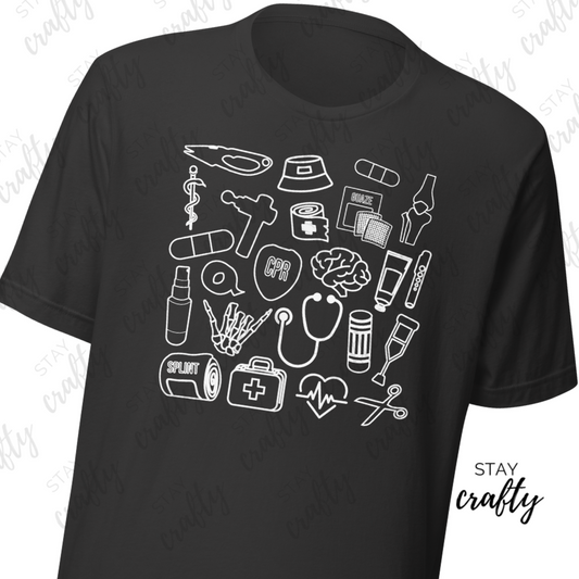 Unisex Fit Athletic Trainer Supplies Collage Shirt