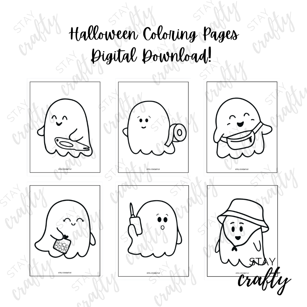 12 Halloween Coloring Pages PDF- Digital Download