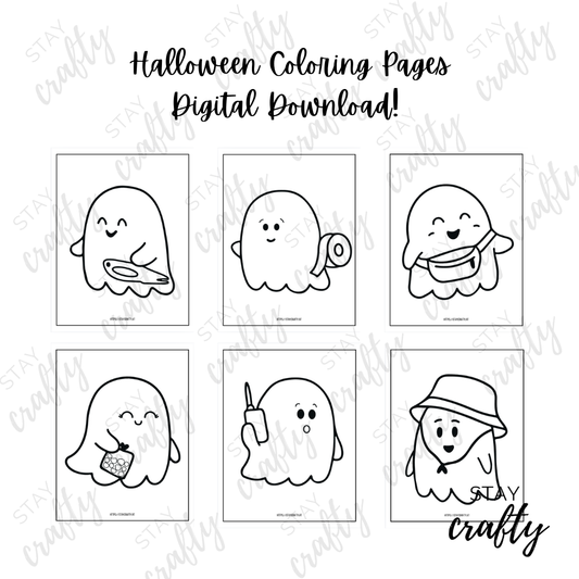12 Halloween Coloring Pages PDF- Digital Download