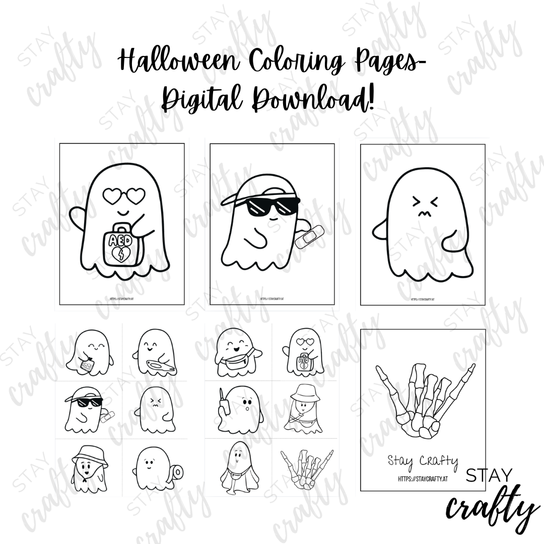 12 Halloween Coloring Pages PDF- Digital Download
