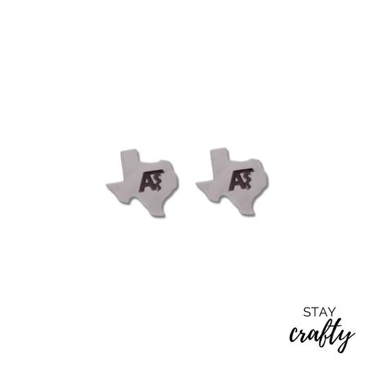 Texas AT Earrings- Silver Stainless Steel