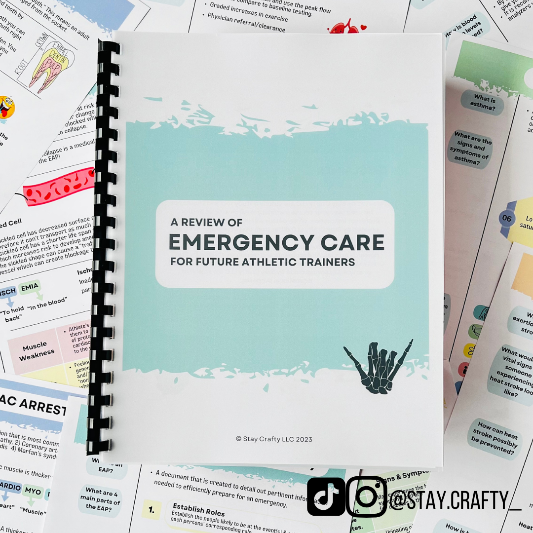 A Review of Emergency Care For Future Athletic Trainers- Notebook