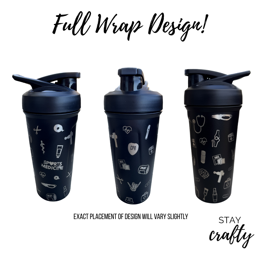 Black Full Wrap Shaker Bottle