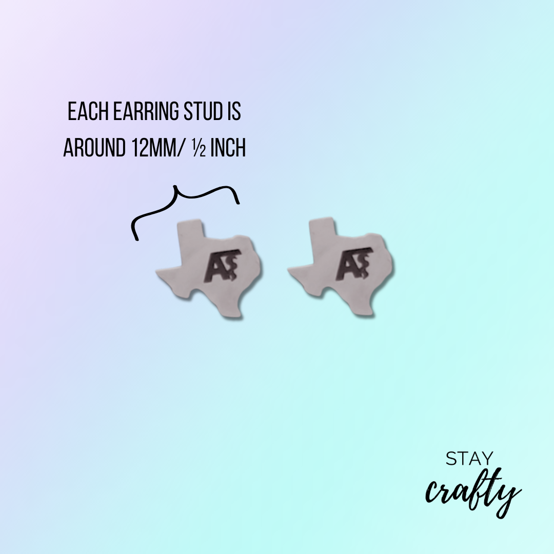 Texas AT Earrings- Silver Stainless Steel
