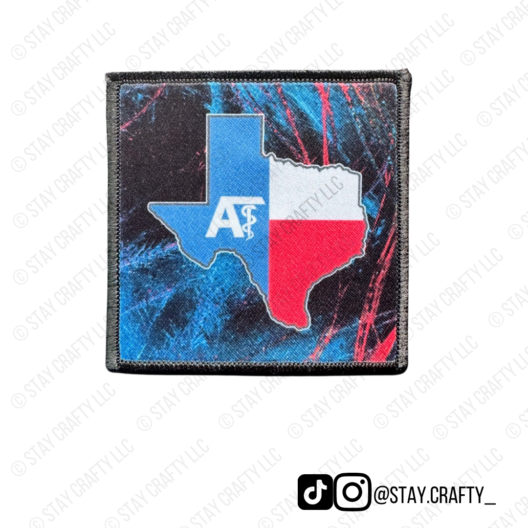 Square Black/Blue/Red Texas AT- Patch