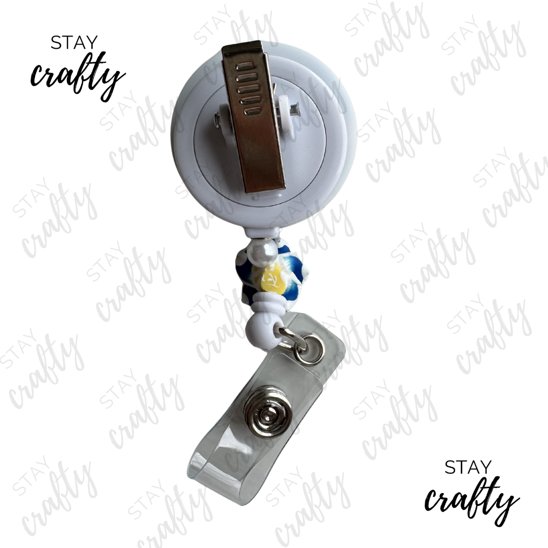 Blue Beach Summer AT- Alligator Clip Badge Reel