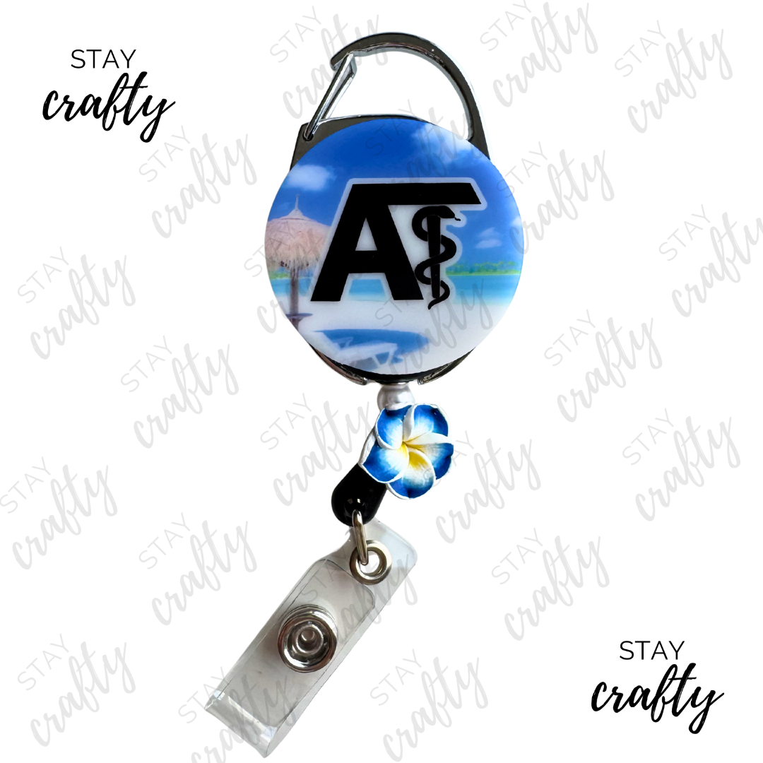 Blue Beach Summer AT- Carabiner Badge Reel