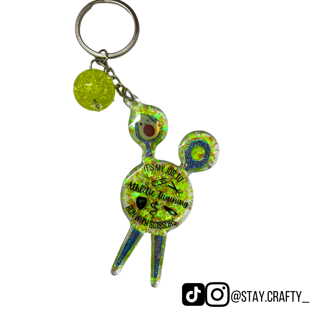 Avocado It's my job to run with scissors- Keychain