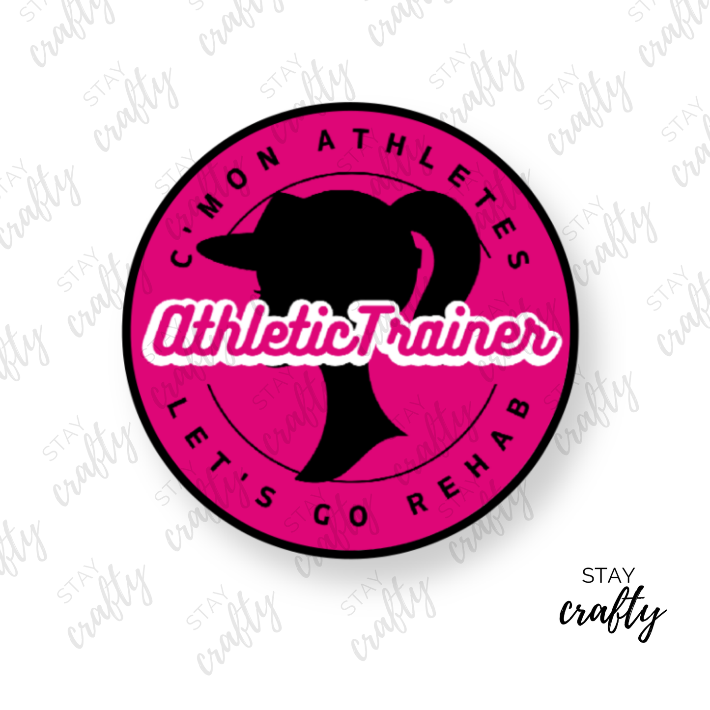 Pink C'mon Athletes, Let's go Rehab! - Sticker