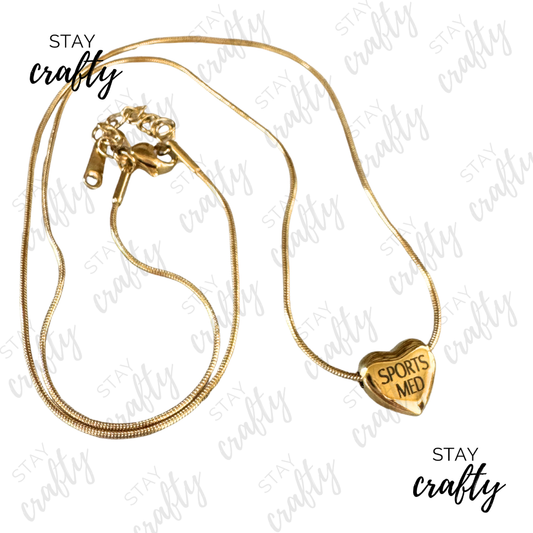 Sports Med Heart Necklace- PVD Gold Plated Stainless Steel