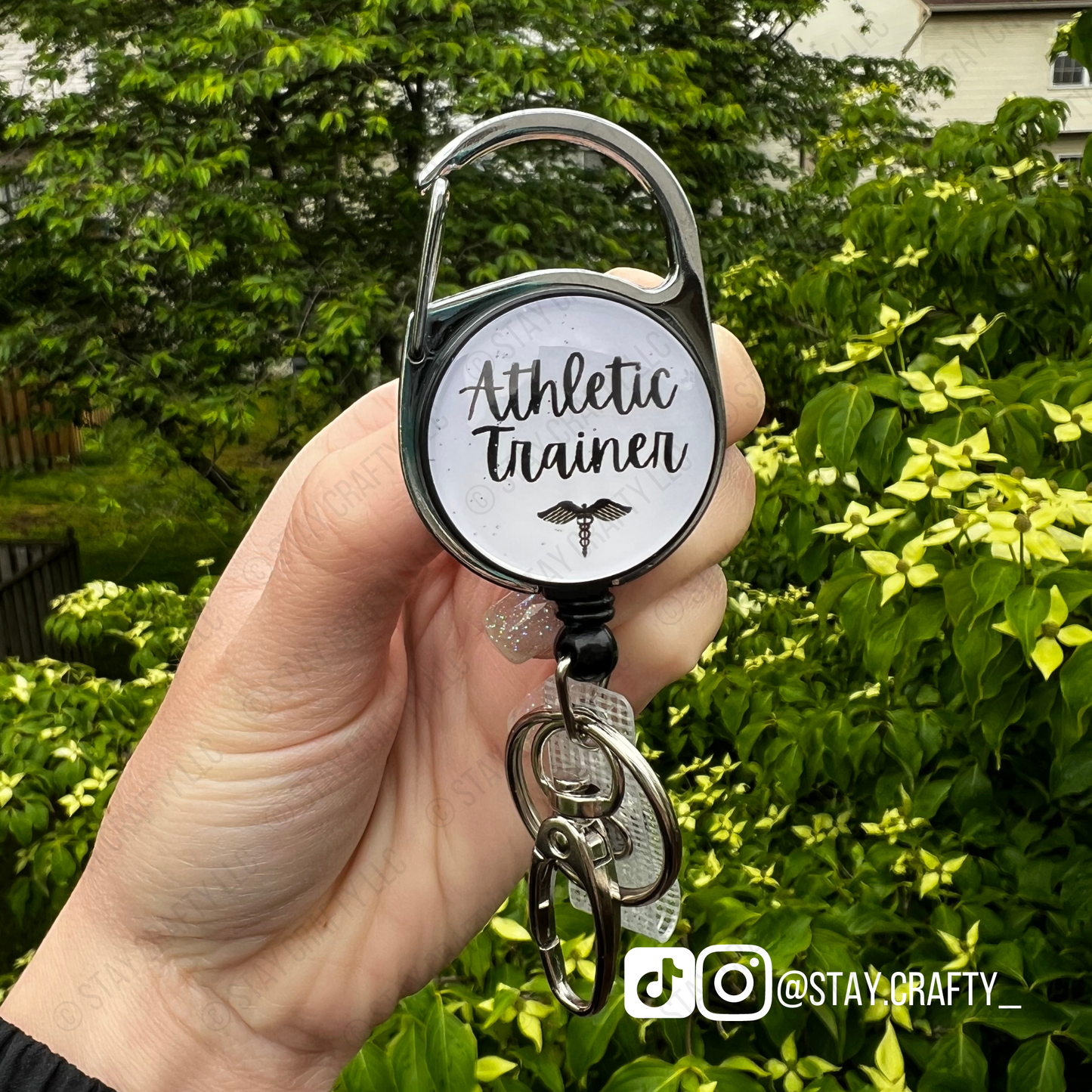 Black/White/Glitter AT- Badge Reel