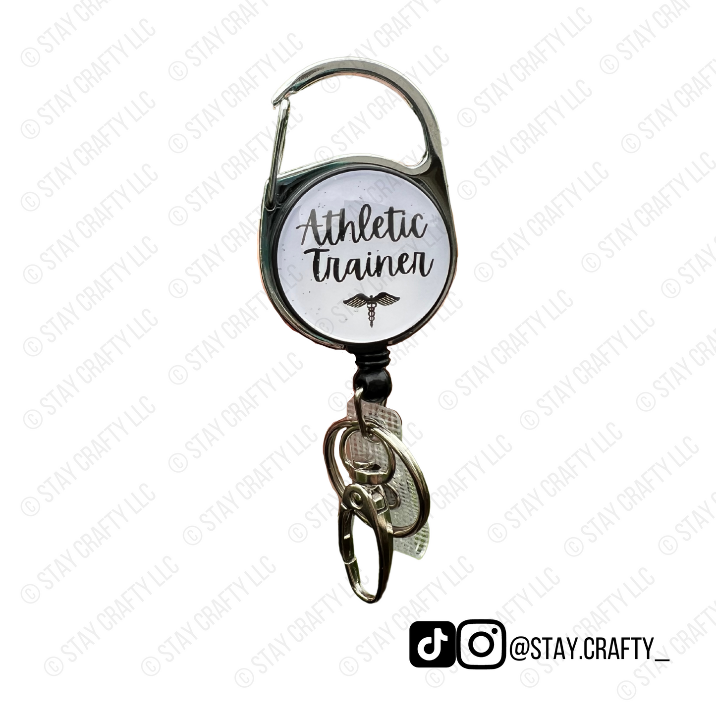 Black/White/Glitter AT- Badge Reel