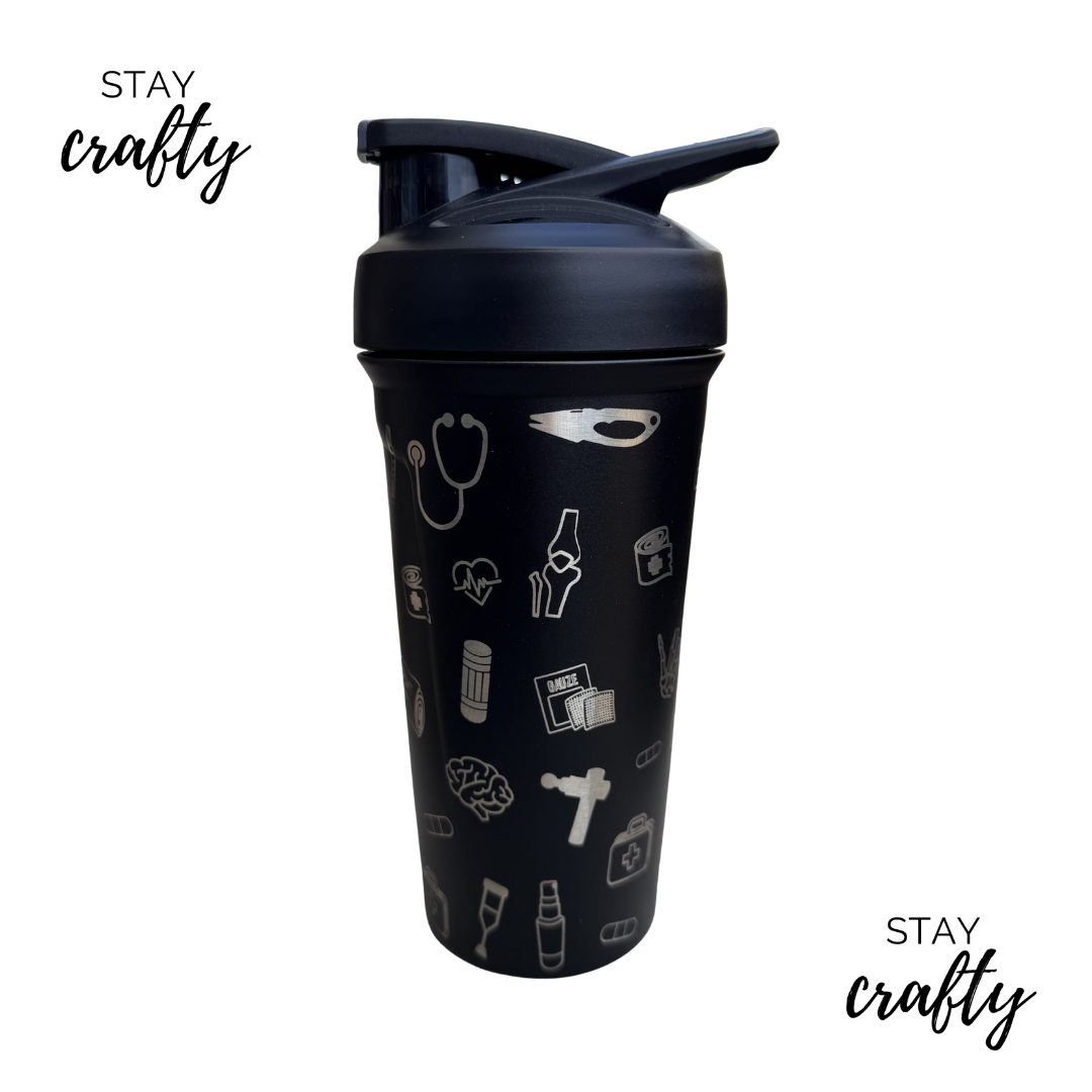 Black Full Wrap Shaker Bottle
