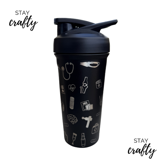 Black Full Wrap Shaker Bottle