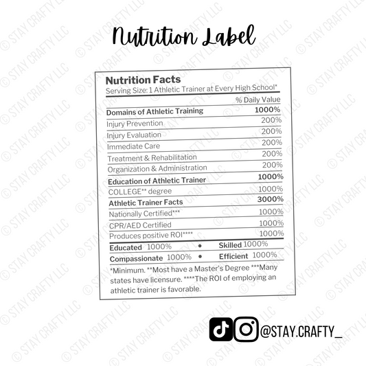 Nutrition Label- Sticker