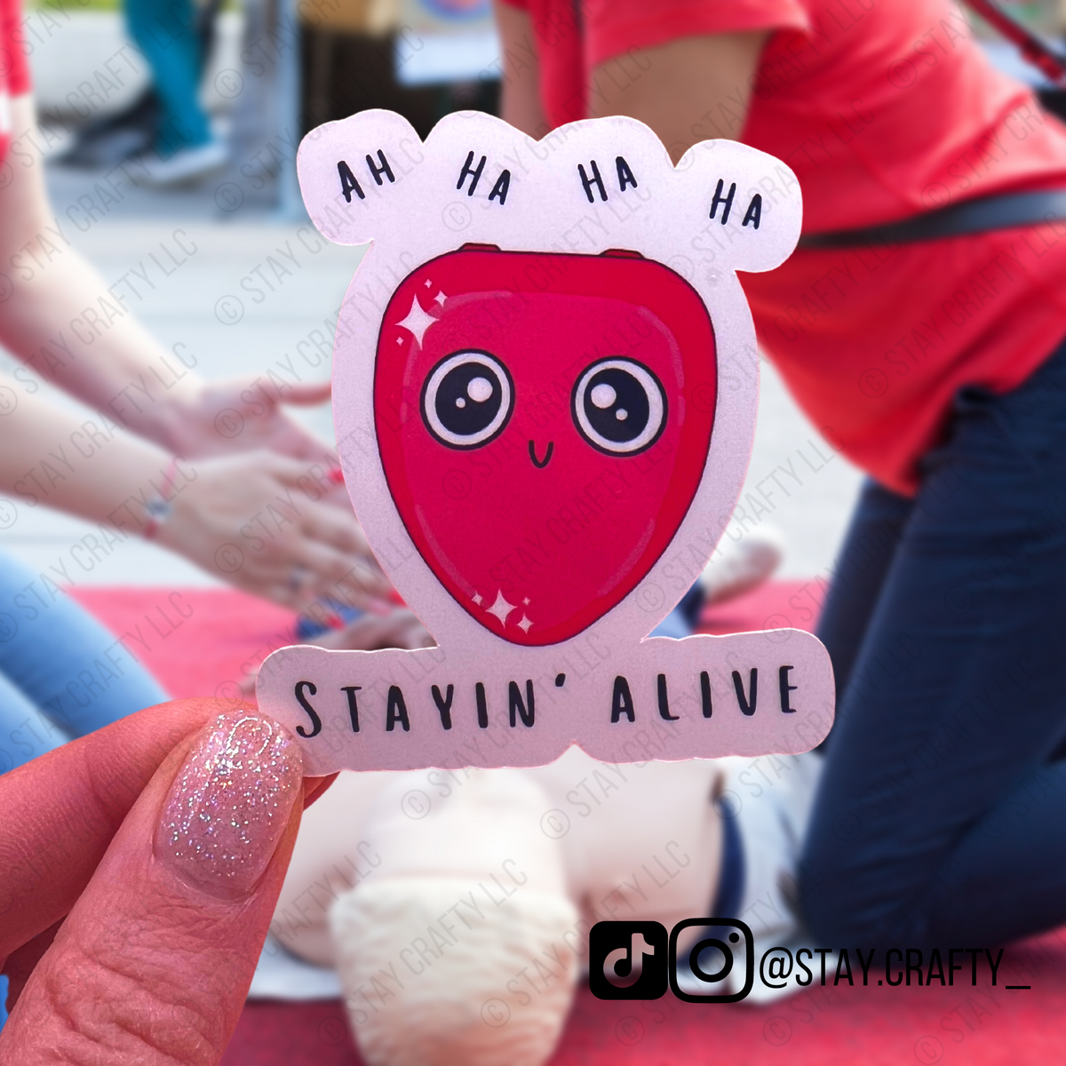 While Alive Code Stickers Stayin' Alive w/Cute CPR Mask - Sticker – Stay Crafty
