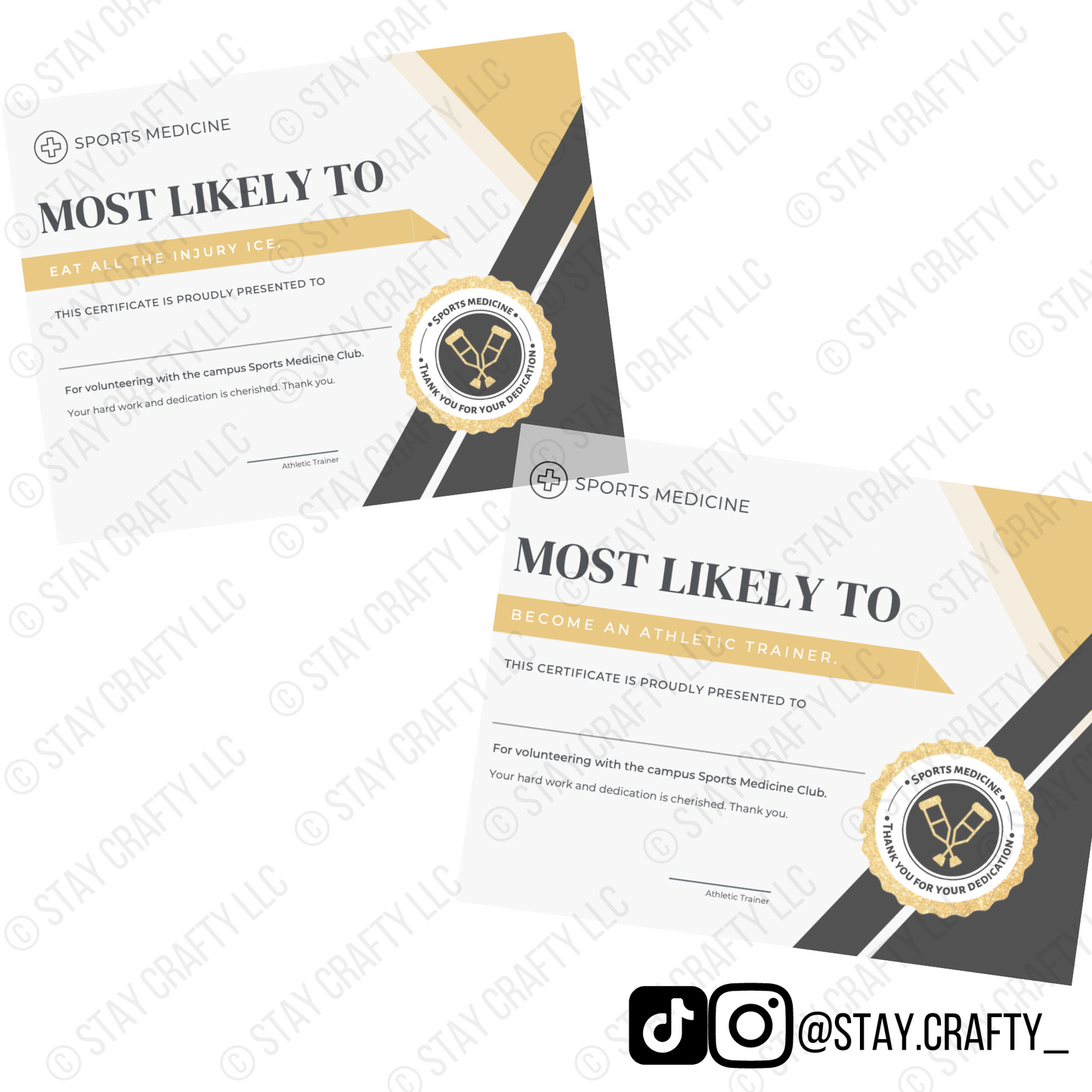 33 Sports Medicine Printable Certificates- Digital Download